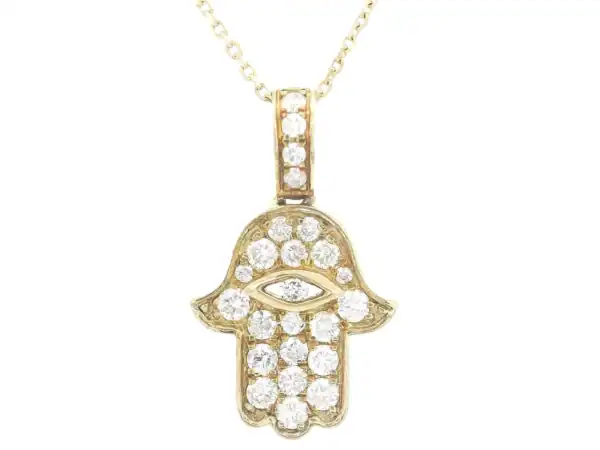Hamza Hand Diamond Pendant - Image 2