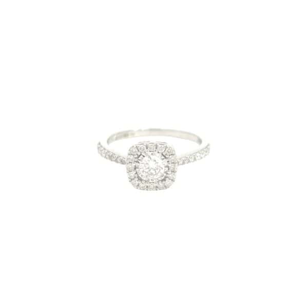 0.60ct Platinum Square Halo-Set Engagement Ring